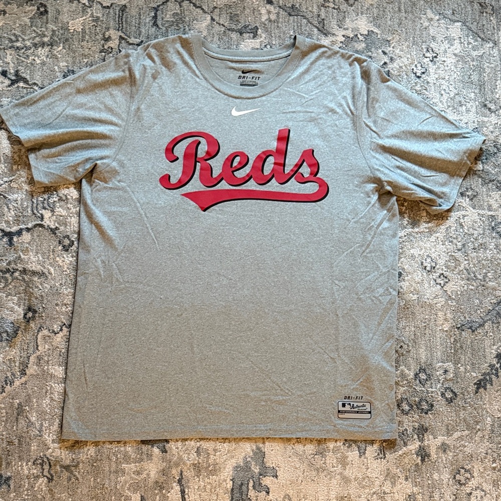 Nike Dri-FIT Gray Tee with Red Script